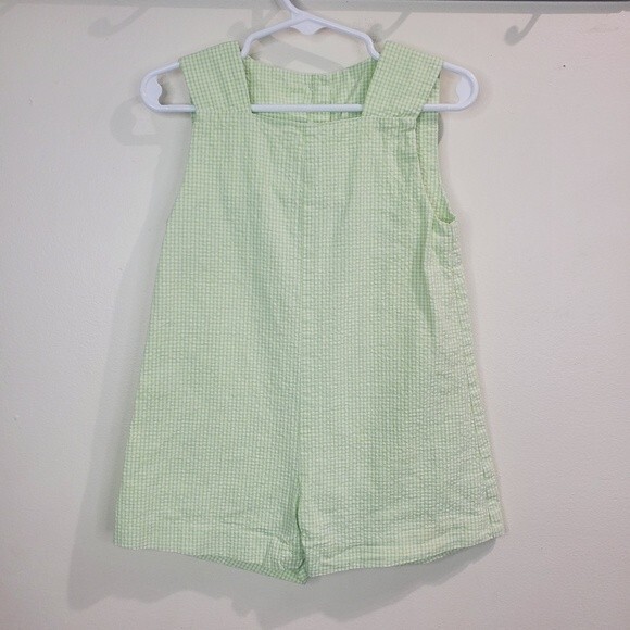 Lullaby vintage green and white gingham romper with snaps size 2 - Picture 1 of 5